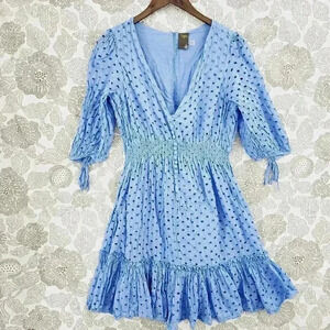 Taylor Cut out Mini Dress Size 14 V neck Short sleeve Ruffle 1836